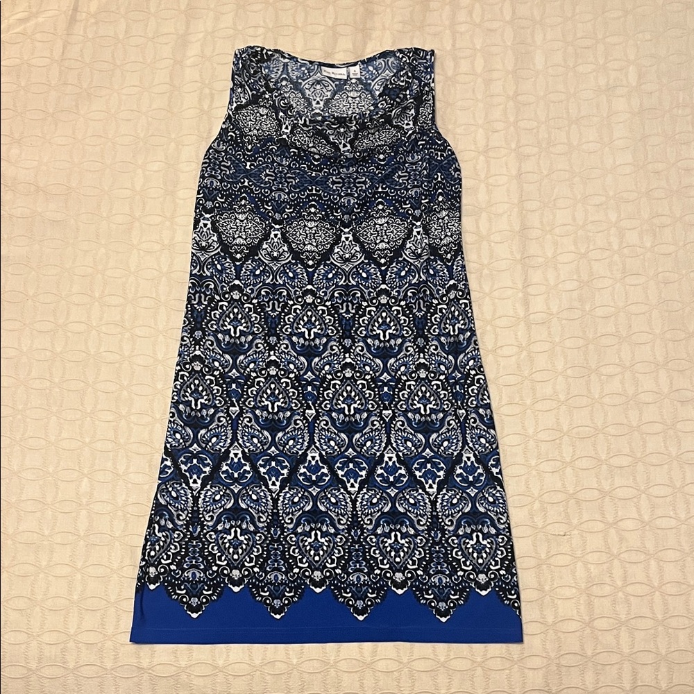 Kim Rogers Sleeveless Blue and White Dress